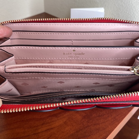 Authentic NWT Kate Spade Large Continental Wallet, Magnolia Street Hotchili, Red - Picture 7 of 12